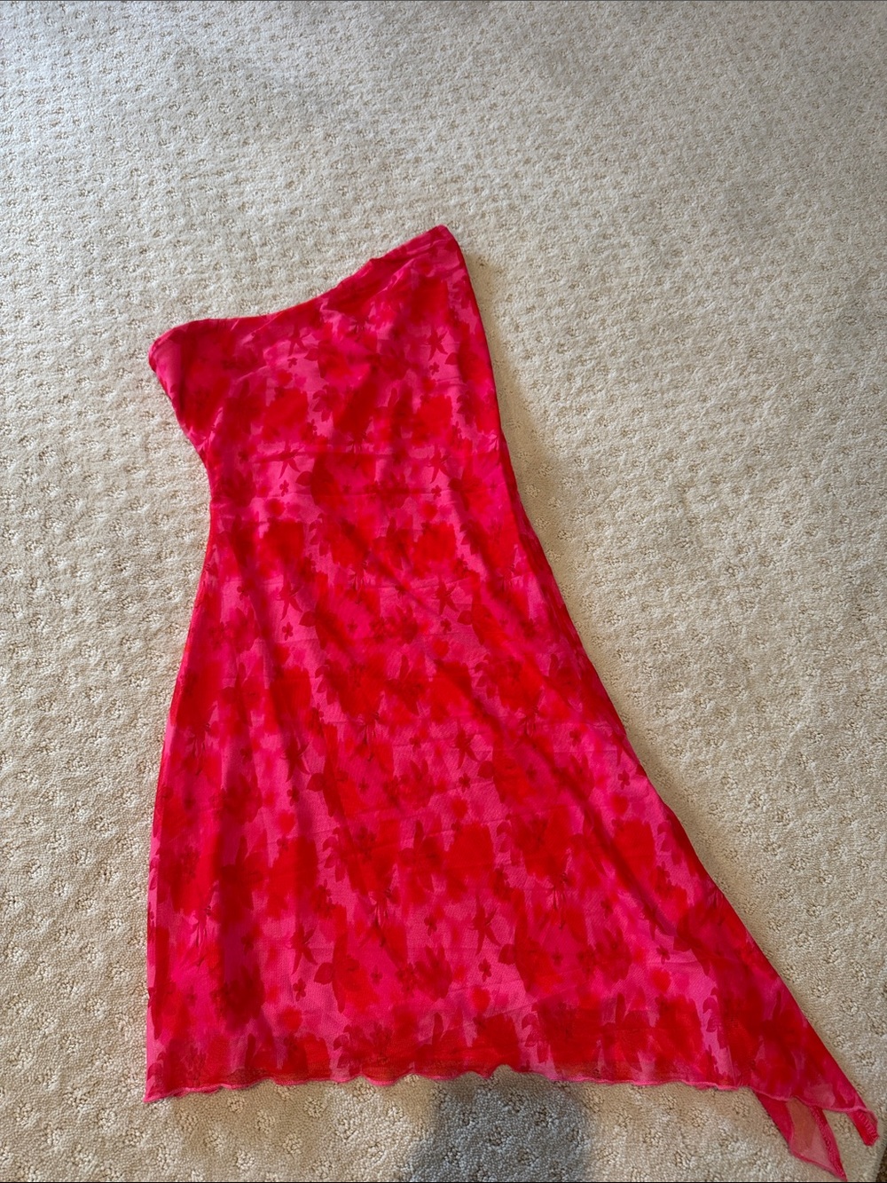Princess Polly Strapless Pink Red Floral Slip Dress